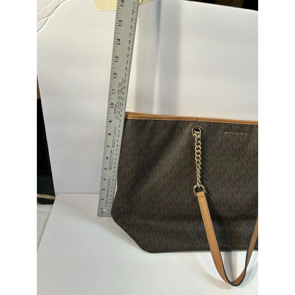 Michael Kors Jet Set Travel Large Chain Shoulder Tote Signature MK Bag - Picture 5 of 11